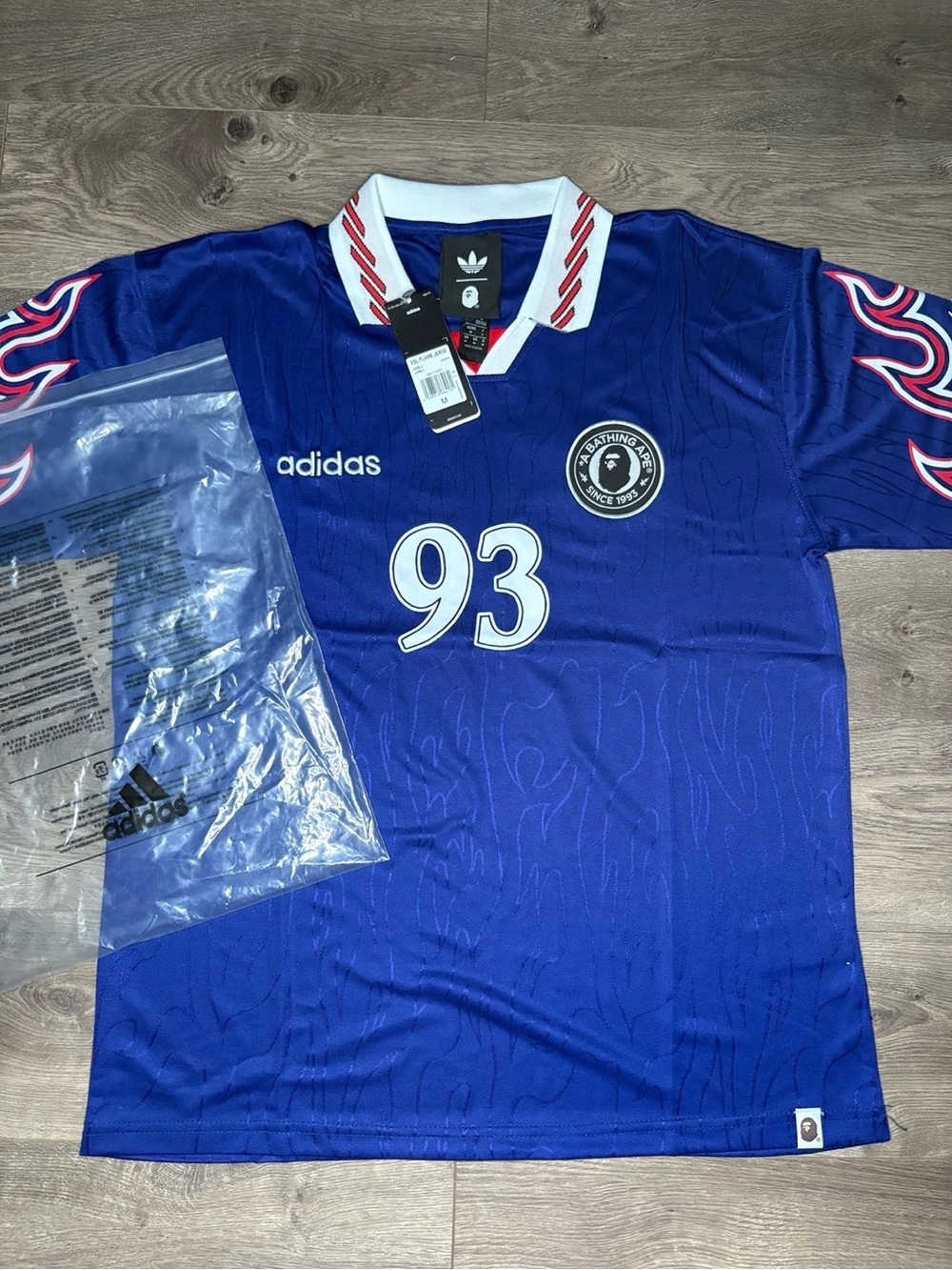 adidas SIZE M Men’s Royal Blue Football Jersey with White & Red Trim